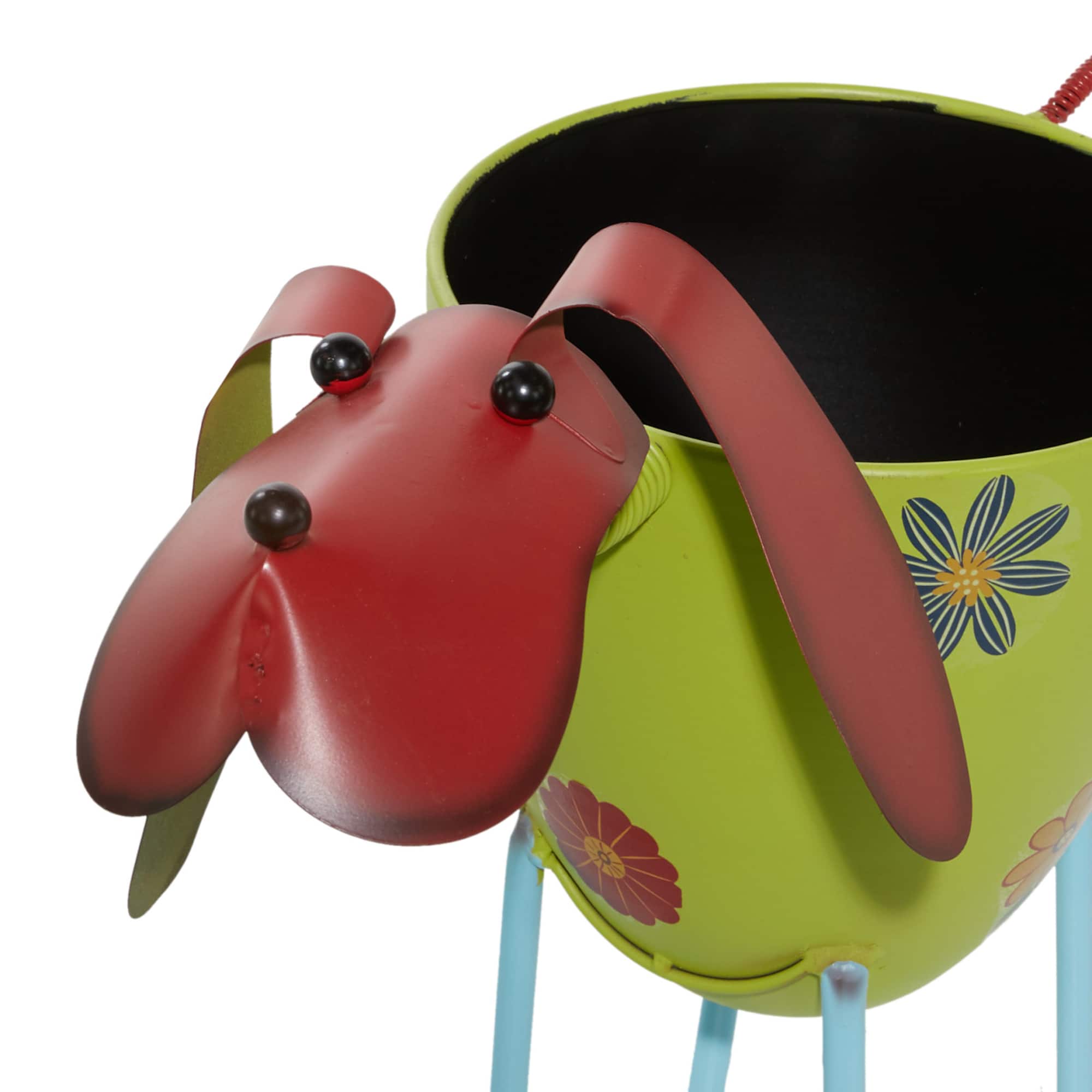 19" Green Iron Farmhouse Dog Planter